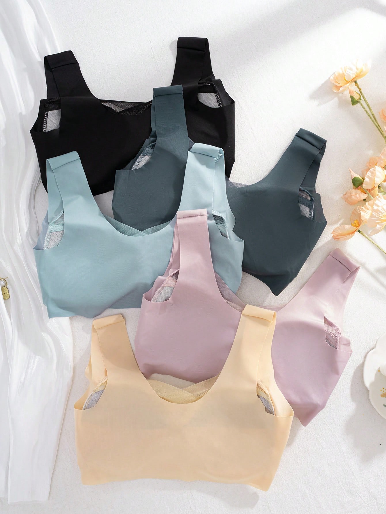 5pcs Women Seamless Ice Silk W - Sleep Bra Bralette review and price